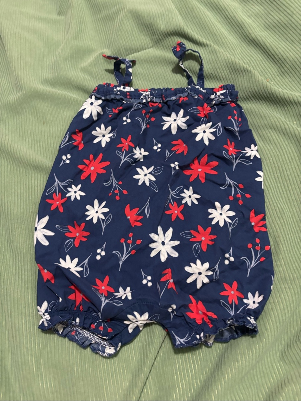 Carter's Navy Floral Romper with Red and White Blooms